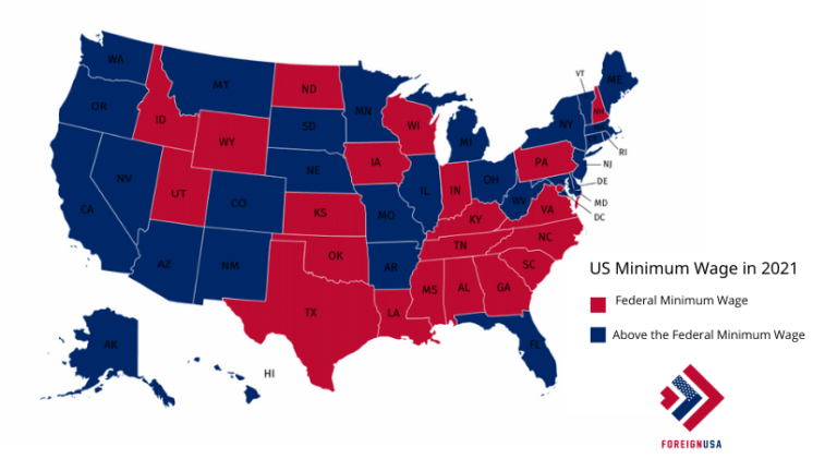 Minimum Wage In Us States All 50 Of Them In 2021 And All Previous Years