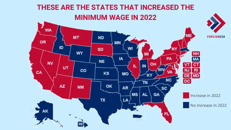 Minimum Wage Increases 2022 (By State) - Foreign USA