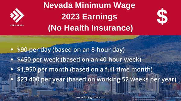 Nevada minimum wage earnings with no health insurance 